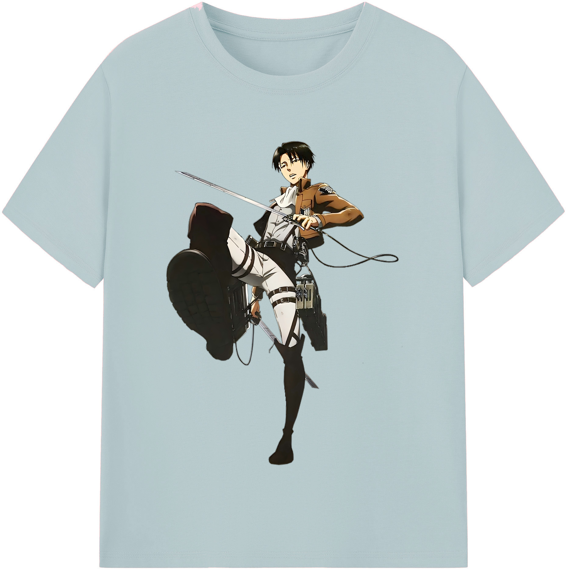 （画像用） 進撃の巨人 リヴァイ·アッカーマン Attack on Titan Levi Ackerman 綿100％半袖Tシャツ（フロントプリント）